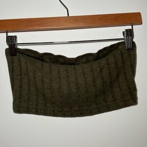 Olive Green Ribbed Tube Top and skirt set